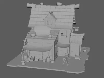 Stylish cottage Low-poly 3D model
