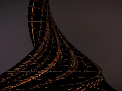 Twisted Layered Tower Futuristic 3D model