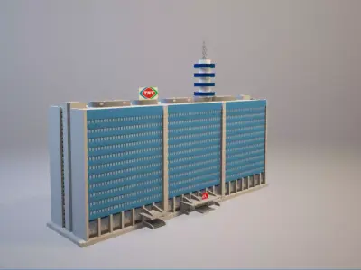 TRT Turkish Radio and Television Blue Building ANKARA Low-poly 3D model