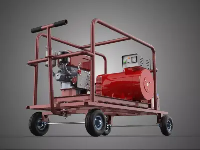 SMALL SCALE POWER PLANT MOBILE GENERATOR CART SET GENSET DIESEL 3D model