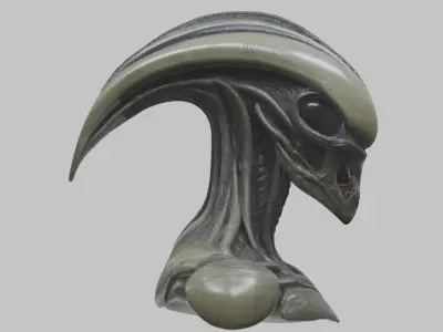 Alien Xenomorph Head Bust 3 texture Version Low-poly 3D model