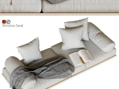 Window seat and pillows 3D model purchase