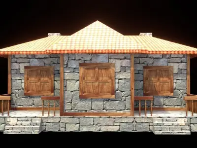medieval house low poly village town residential game ready 11 Low-poly 3D model