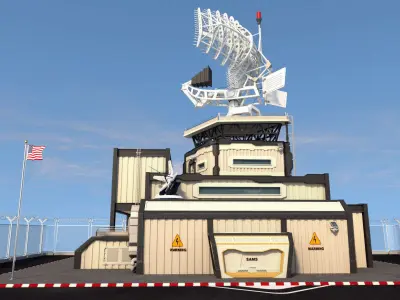 Satellite Center 01 Low-poly 3D model