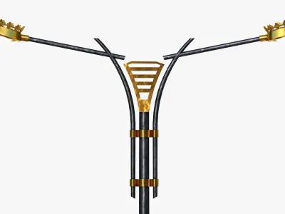 Cast iron modern street light lamp with 2 luminaries 3D model