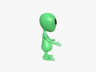 Cute Alien A01 Green Black - Simple - Character Design Low-poly 3D model