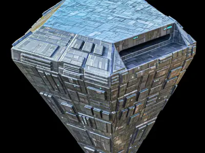 Pentagon Space Station Spaceship  Spacecraft Low-poly 3D model