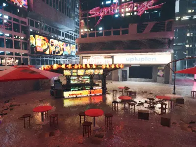 Cyberpunk Food Stall Street Low-poly 3D model