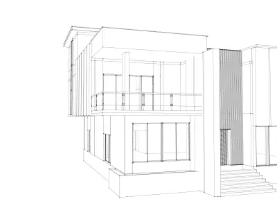 Modern Bungalow Set of 6 Facade Design Low-poly 3D model