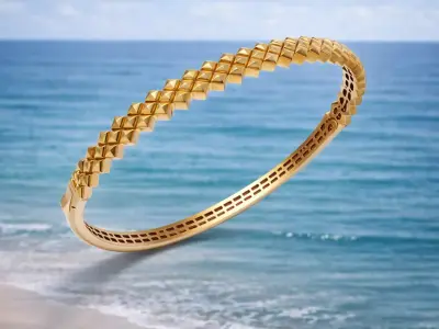 LYRION  Geometric Women Gold Bangle 3D print model