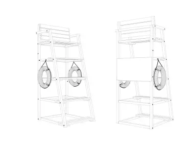 Vintage Lifeguard Beach Chair 3D model