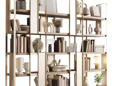 Giselle Cabinets - Golden Metal Shelves Decorative  Low-poly 3D model