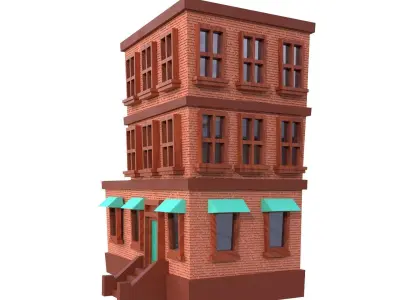 Low Poly Apartment Building Low-poly 3D model