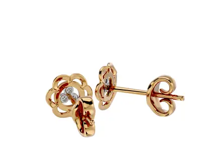 Light Minimalist Diamond Earrings 3D print model 10
