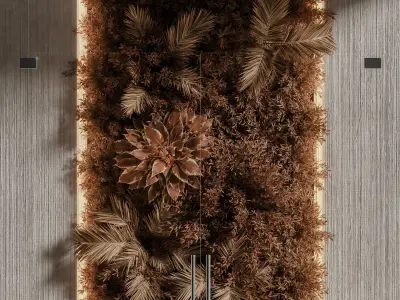 Wooden planks and vertical garden 12 autumn 3D model