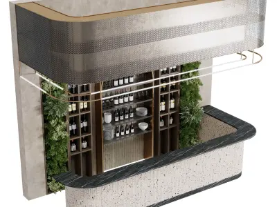Reception Desk for Restaurant and Caffe with bar wine 10 3D model