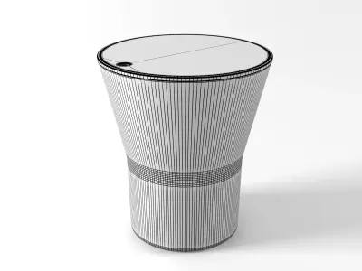 Mono stainless steel coffee table and wooden bowl 3D model