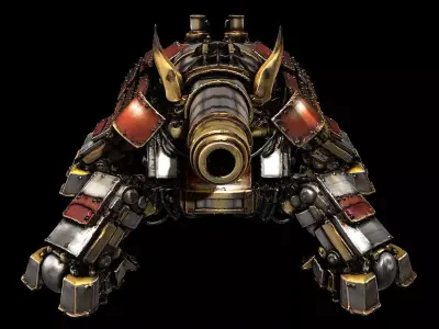 Samurai Fusion Cannon Armored Siege Artillery Highpoly Game 3D print model