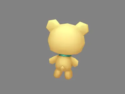 cartoon light yellow toy bear Low-poly 3D model