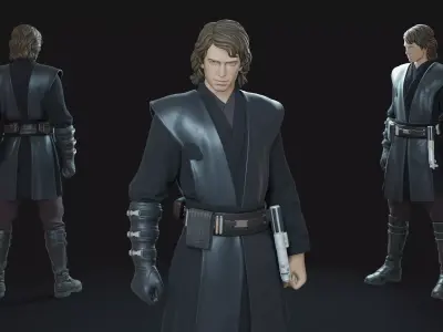 Anakin Skywalker Animation-Ready Jedi Knight Low-poly 3D model