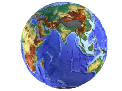 Earth Shaded Natural Globe  Low-poly 3D model