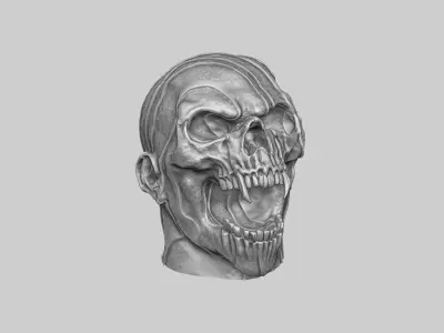 Scream Skull Headphone Stand Cyborg Headset Stand 3D print model