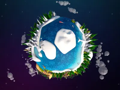 Cartoon Lowpoly Earth Planet 2 Low-poly 3D model
