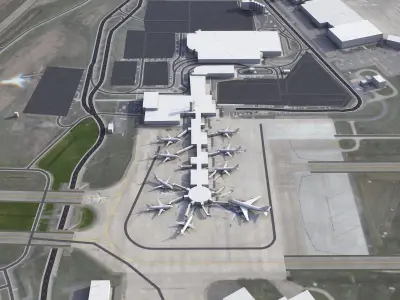 Little Rock Bill and Hillary Clinton - National Airport - LIT Low-poly 3D model