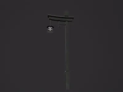 Japanese street wooden lamp 3D Model Low-poly 3D model