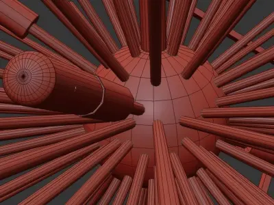 Sunburst cube pendant light gold 3D model