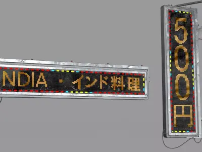 Game Ready Japanese Signs Set Neon Signs Sign Led Medium Low-poly 3D model