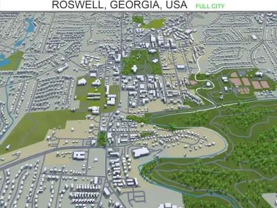 Roswell Georgia USA 40km Low-poly 3D model