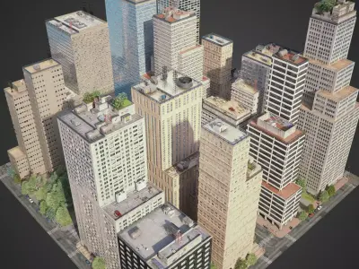 Realistic City District C6-C16 3D model
