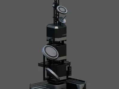 Scifi tower station building exterior futuristic  Low-poly 3D model