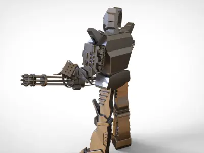 robot metal holding sword 3D model