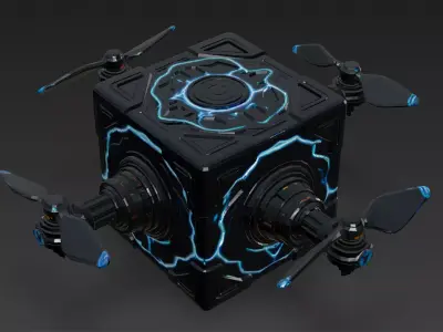 Black Sci Fi Cube Drone Low-poly 3D model