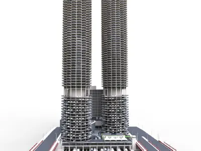 Marina city  Chicago  Low-poly 3D model