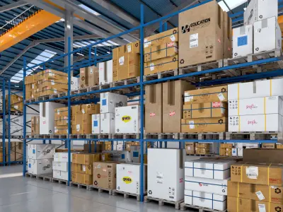 Warehouse 2 box with two rows of holes in it 3D model