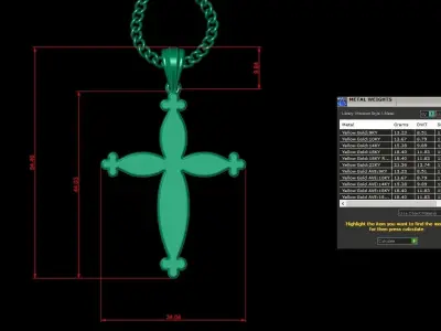 Light Gold 18K Cross Pendant 1CP064 3D print model