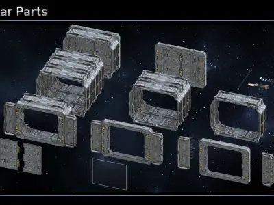 Scifi Modular Hangar Low-poly 3D model