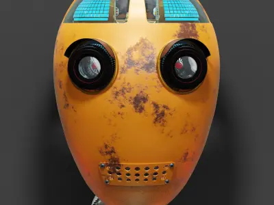 Character Robot rigged retrofuturism 3D model