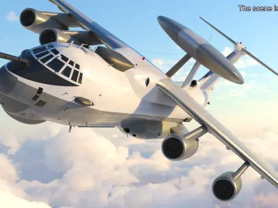 Airborne Radar Patrol Plane in Flight 3D model
