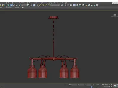 ARGUS wooden chandelier with glass shades Low-poly 3D model