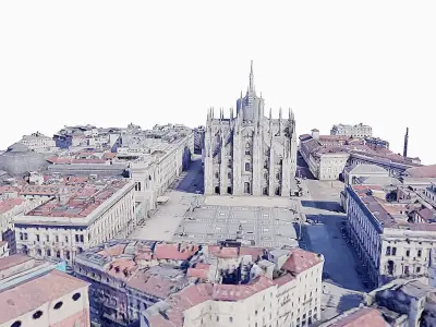 Milan Cathedral - aerial view Low-poly 3D model