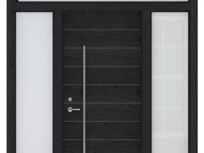 Door-096 modern door with glass panels 3D model