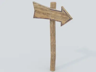 Signpost8 wooden sign with arrow Low-poly 3D model