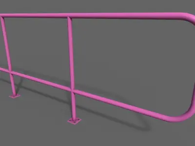 PBR Pedestrian Guard Rail Pink V5 Low-poly 3D model