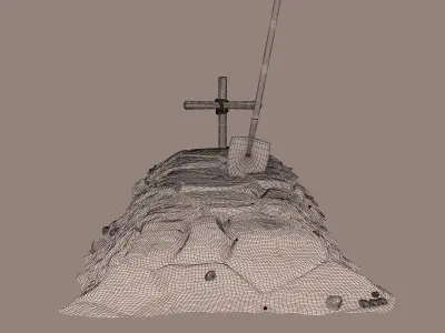 Dirt Grave And Shovel 3D model