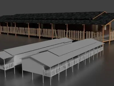 Rumah Kayu Pinggir Sungai 001-020 FBX 3D model