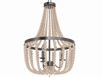Kenroy Home 93131BS Dumas 3 Lt Wood Bead Chandelier 3D model